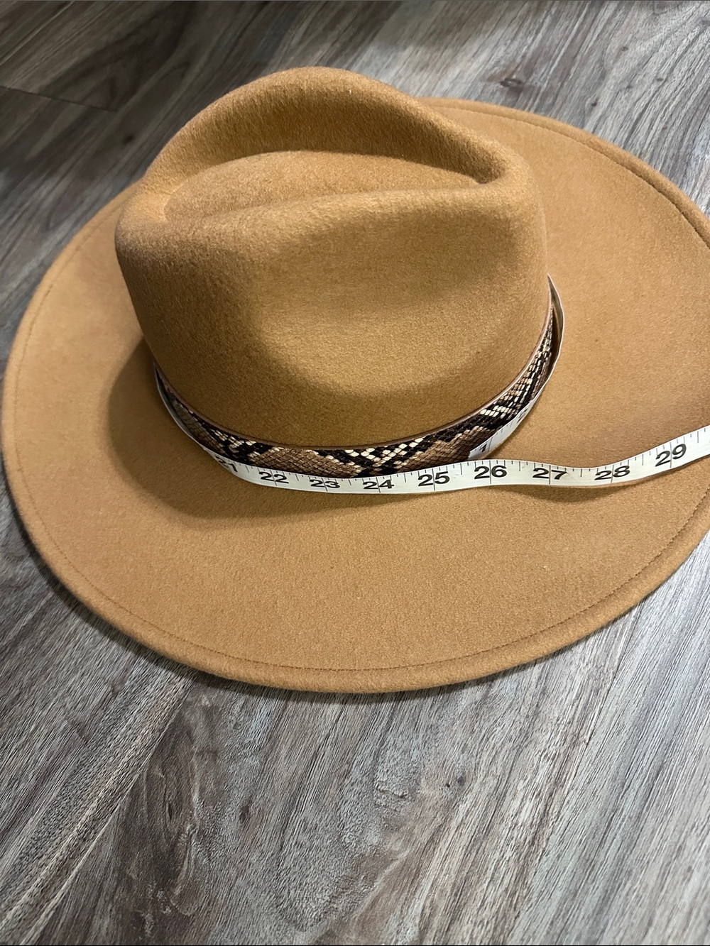 Vici Camel Wide-Brim Felt Fedora with Snake-Print Band - Picture 9 of 15